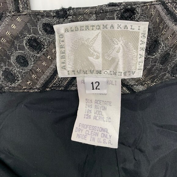 Alberto Makali Trousers NWT Size 12 Deco Tapestry Black Silver Dress Pants - Picture 3 of 8